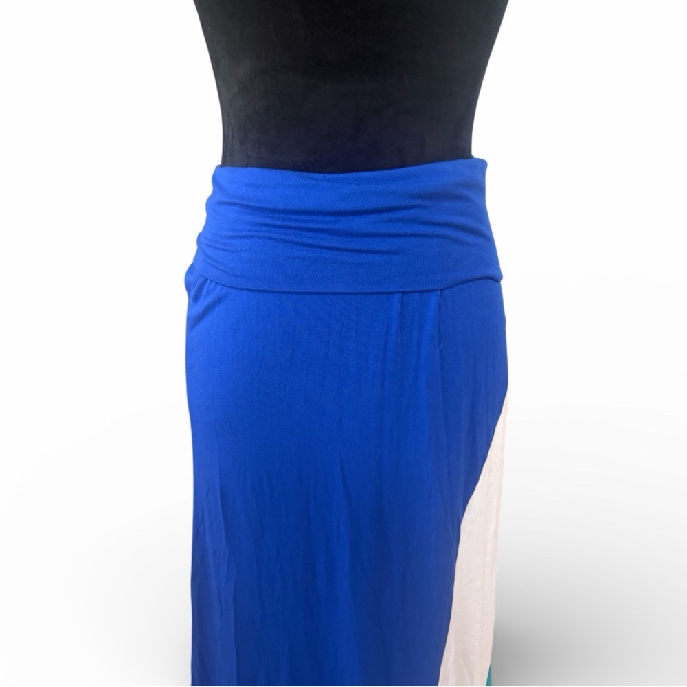 Arden B color-block maxi skirt,Blue,Teal green, white,fold over long,Dress, Med - Picture 4 of 8